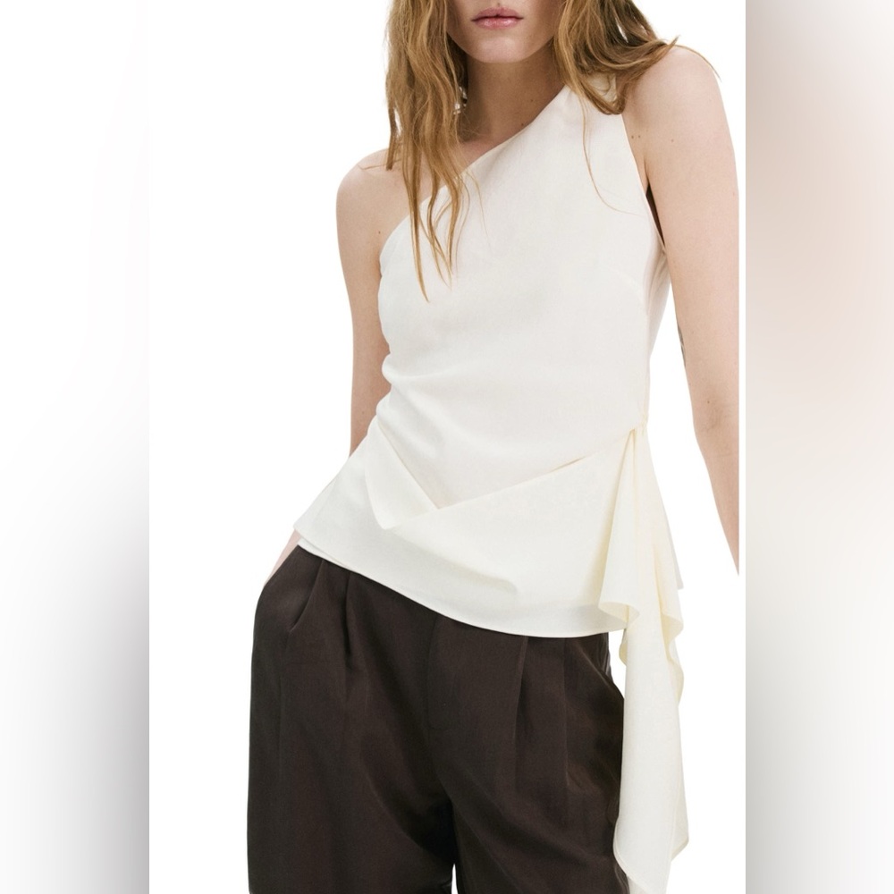 NWT MANGO Asymmetric Lyocell Top in Off White